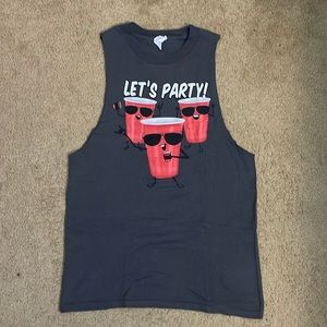 Delta | Men’s Medium “Let’s Party” Red Solo Cup Cut Off Shirt
